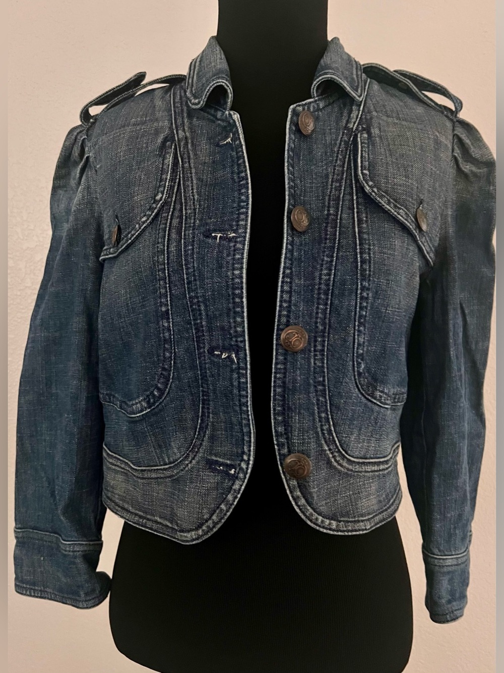 Juicy Couture Dark Blue Denim Military-Style Jacket